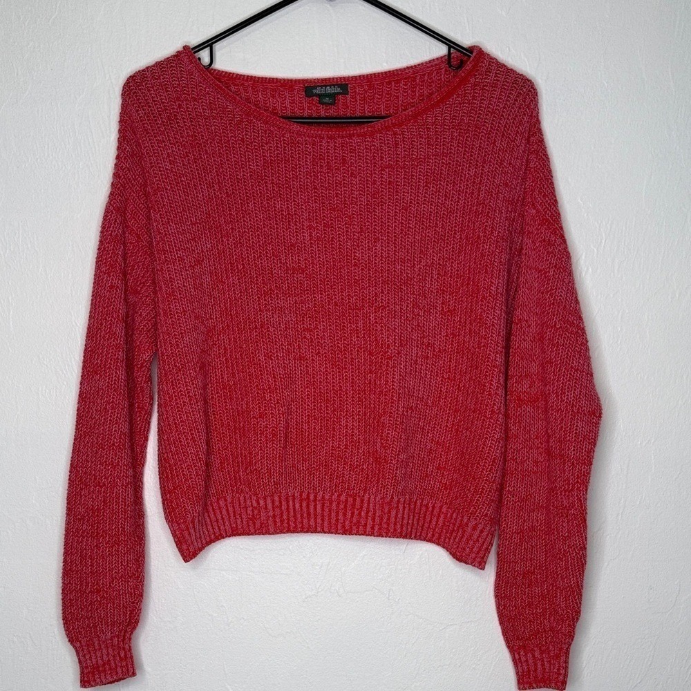 Wild Fable Women Red Marled Knit Crew Neck Long‎ Sleeve Sweater Size M - Picture 2 of 12